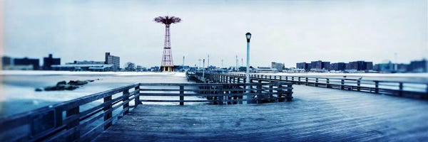 City in winter, Coney Island, Brooklyn, New York City, New York State, USA