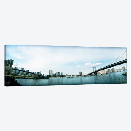 Two bridges across a river, Brooklyn bridge, Manhattan Bridge, East River, Brooklyn, New York City, New York State, USA Canvas Print #PIM7674} by Panoramic Images Canvas Art Print