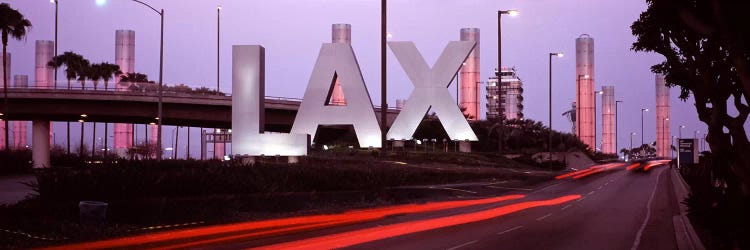 Airport at dusk, Los Angeles International Airport, Los Angeles, Los Angeles County, California, USA