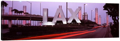 Airport at dusk, Los Angeles International Airport, Los Angeles, Los Angeles County, California, USA Canvas Art Print - Industrial Art