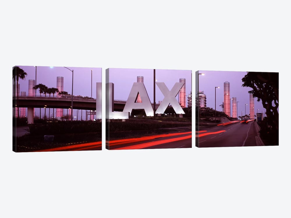 Airport at dusk, Los Angeles International Airport, Los Angeles, Los Angeles County, California, USA by Panoramic Images 3-piece Canvas Wall Art