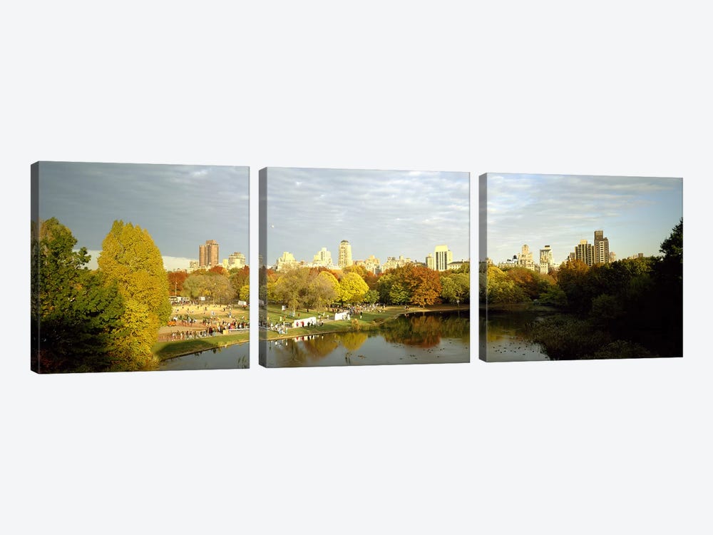 Park with buildings in the background, Central Park, Manhattan, New York City, New York State, USA by Panoramic Images 3-piece Canvas Art Print