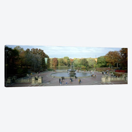 Tourists in a park, Bethesda Fountain, Central Park, Manhattan, New York City, New York State, USA Canvas Print #PIM7699} by Panoramic Images Canvas Art