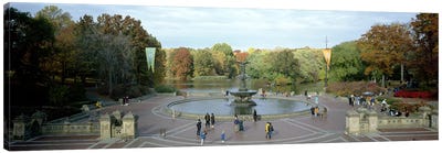 Tourists in a park, Bethesda Fountain, Central Park, Manhattan, New York City, New York State, USA Canvas Art Print - City Parks