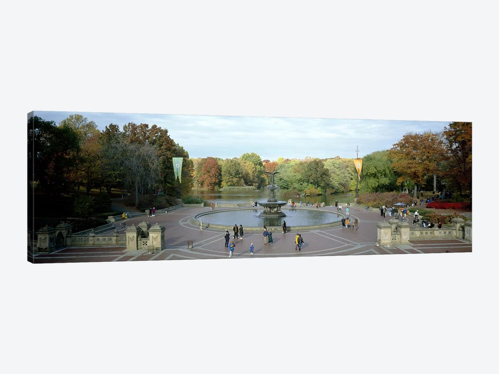 Tourists in a park, Bethesda Fountain, Central Park, Manhattan, New York City, New York State, USA by Panoramic Images 1-piece Canvas Artwork