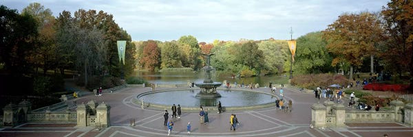 Manhattan: Tourists in a park, Bethesda Fountain, Central Park, Manhattan, New York City, New York State, USA by Panoramic Images