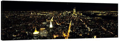 Aerial view of a city, New York City, New York State, USA #2 Canvas Art Print - Night Sky Art