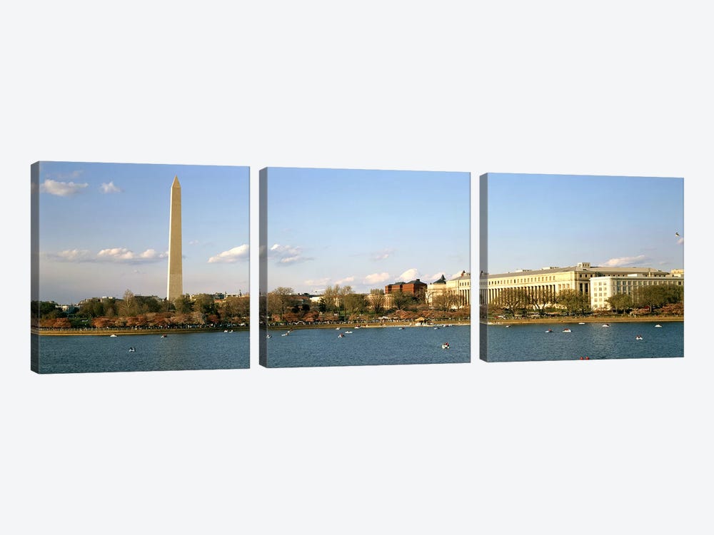 Monument at the riverside, Washington Monument, Potomac River, Washington DC, USA by Panoramic Images 3-piece Canvas Print