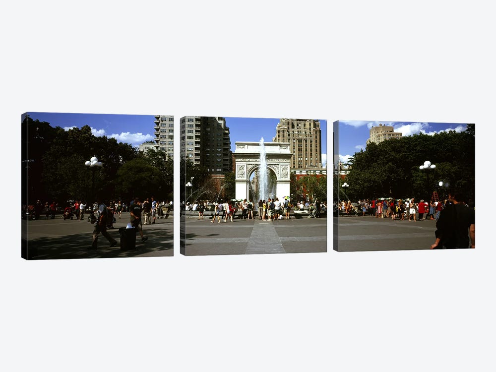 Tourists at a park, Washington Square Arch, Washington Square Park, Manhattan, New York City, New York State, USA #2 by Panoramic Images 3-piece Canvas Artwork