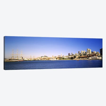Sea with a city in the background, Coit Tower, Ghirardelli Square, San Francisco, California, USA Canvas Print #PIM7718} by Panoramic Images Art Print