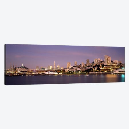 Sea with a city in the background, Coit Tower, Ghirardelli Square, San Francisco, California, USA #2 Canvas Print #PIM7719} by Panoramic Images Canvas Print