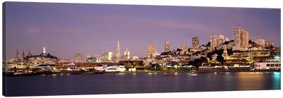 Sea with a city in the background, Coit Tower, Ghirardelli Square, San Francisco, California, USA #2 Canvas Art Print - San Francisco Skylines