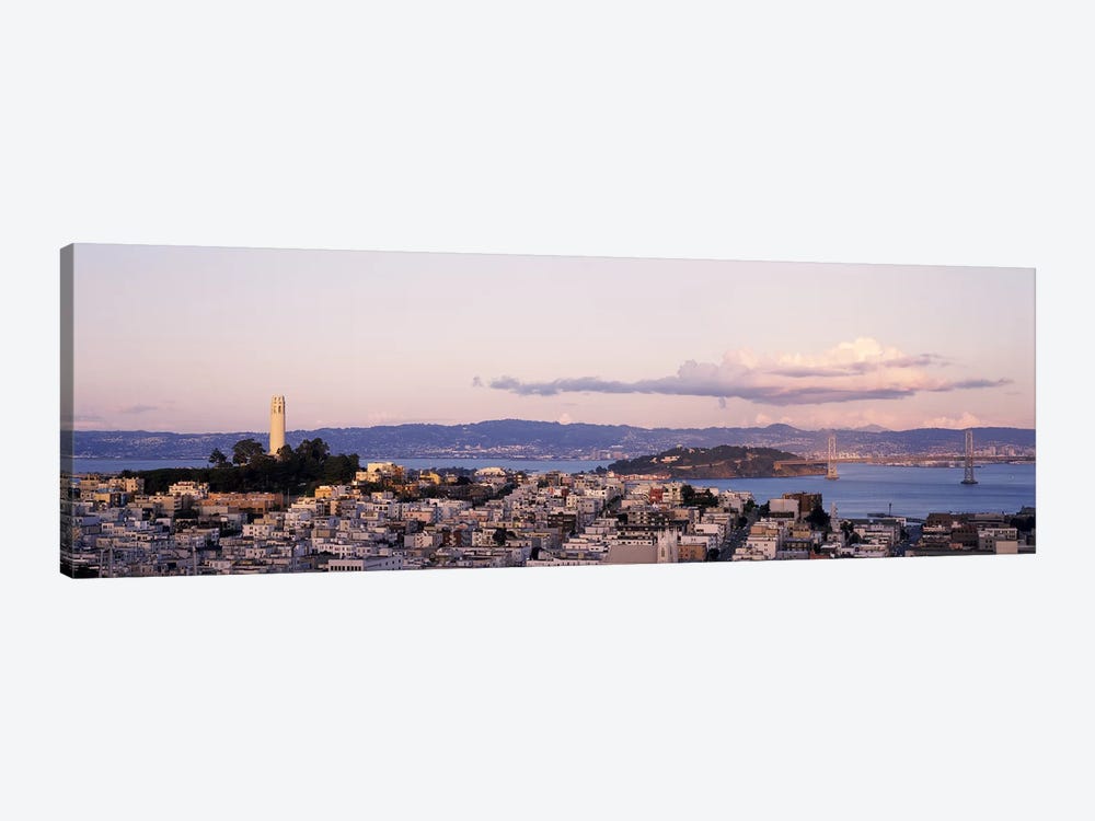 High angle view of a city, Coit Tower, Telegraph Hill, San Francisco, California, USA by Panoramic Images 1-piece Canvas Art