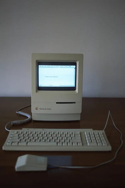 Apple Macintosh Classic desktop PC by Panoramic Images wood print