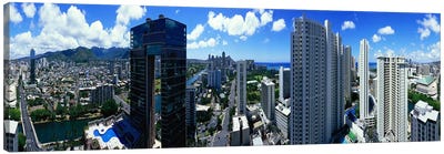 360 degree view of a city, Waikiki Beach, Oahu, Honolulu, Hawaii, USA Canvas Art Print - Waikiki