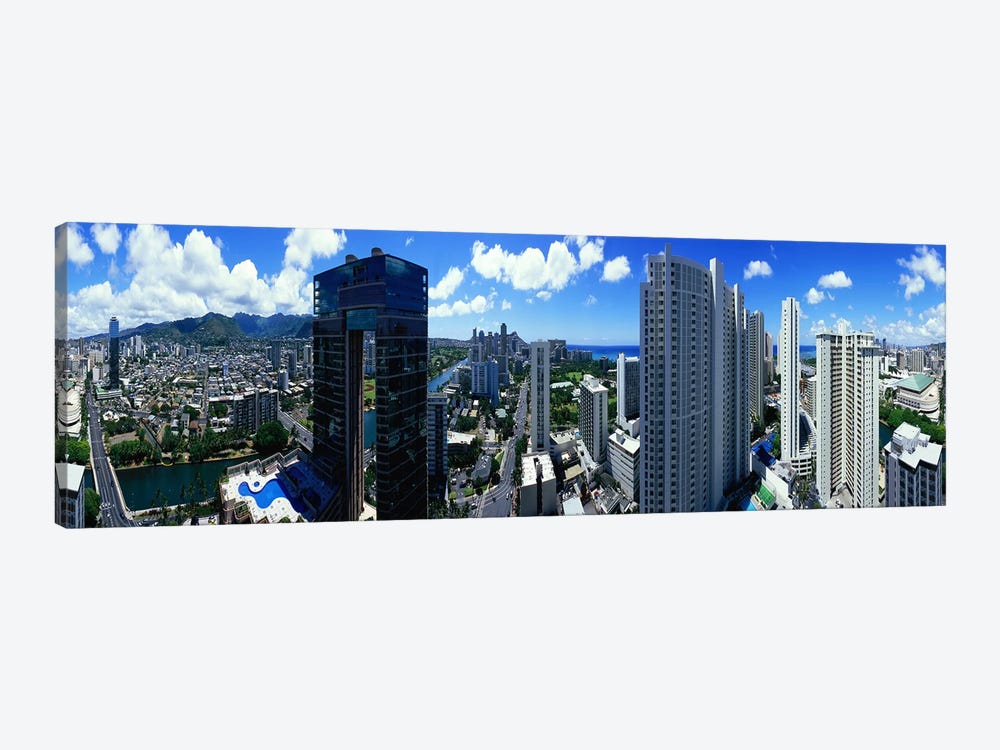 360 degree view of a city, Waikiki Beach, Oahu, Honolulu, Hawaii, USA 1-piece Art Print