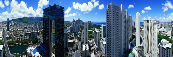 Honolulu: 360 degree view of a city, Waikiki Beach, Oahu, Honolulu, Hawaii, USA by Panoramic Images