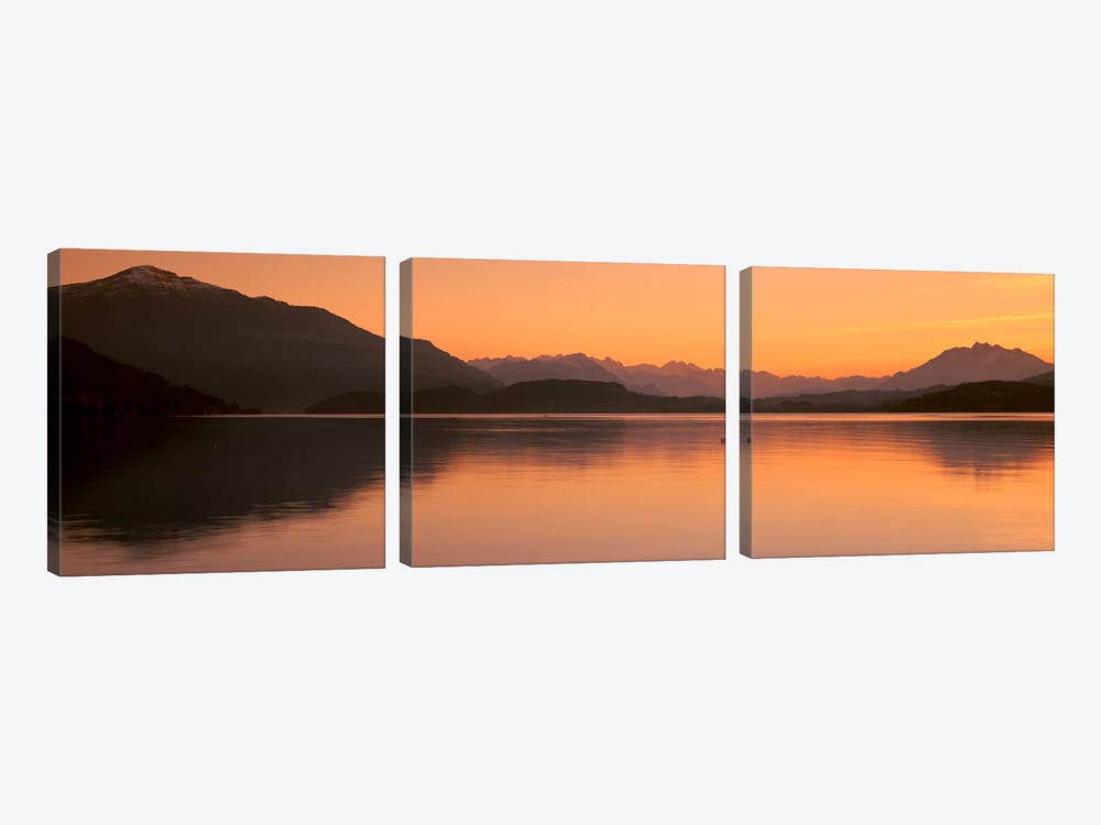 Lake Zug in the Evening Mt Rigi & Mt Pilatus Switzerland by Panoramic Images 3-piece Canvas Print