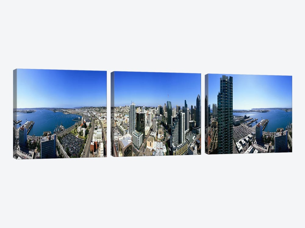 360 degree view of a city, San Diego, California, USA by Panoramic Images 3-piece Canvas Art Print