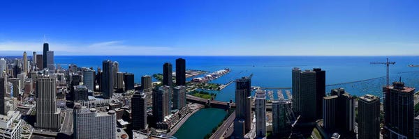Chicago Skylines: Buildings in a city, Chicago River, Chicago, Cook County, Illinois, USA by Panoramic Images