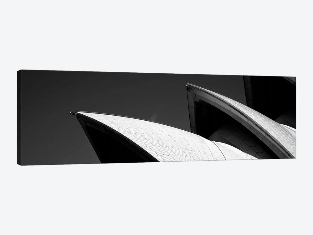 Low angle view of opera house sails, Sydney Opera House, Sydney Harbor, Sydney, New South Wales, Australia (black & white) by Panoramic Images 1-piece Canvas Wall Art