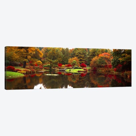 Reflection of trees in waterJapanese Tea Garden, Golden Gate Park, Asian Art Museum, San Francisco, California, USA Canvas Print #PIM7752} by Panoramic Images Canvas Print