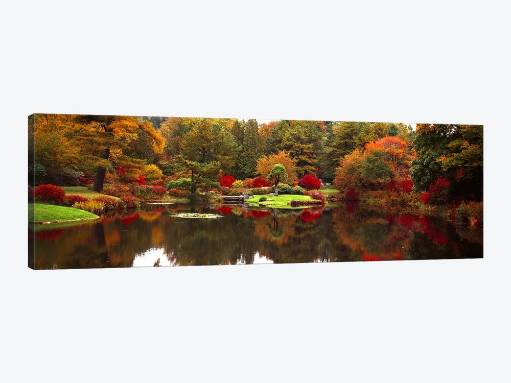 Reflection of trees in waterJapanese Tea Garden, Golden Gate Park, Asian Art Museum, San Francisco, California, USA by Panoramic Images 1-piece Canvas Artwork