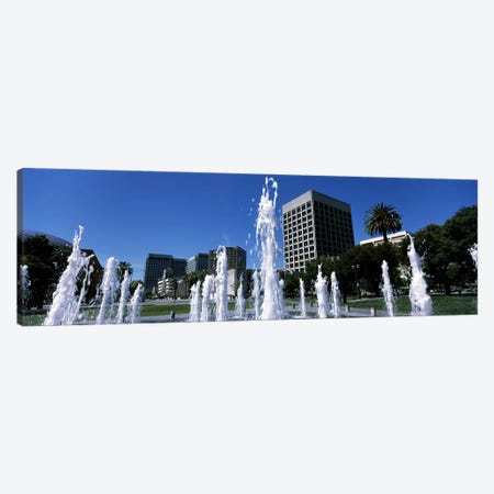 Fountain in a park, Plaza De Cesar Chavez, Downtown San Jose, San Jose, Santa Clara County, California, USA Canvas Print #PIM7763} by Panoramic Images Canvas Art