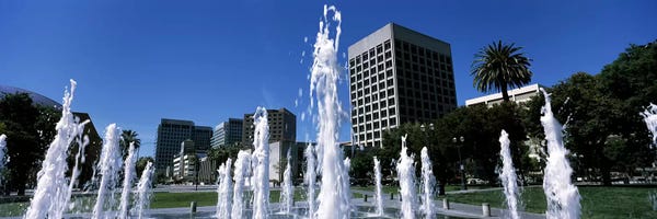Fountains: Fountain in a park, Plaza De Cesar Chavez, Downtown San Jose, San Jose, Santa Clara County, California, USA by Panoramic Images