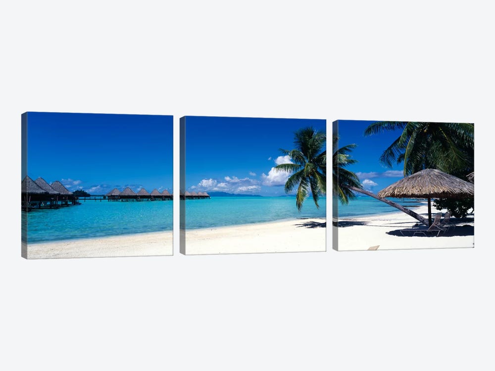 Tropical Beach, Bora Bora, Leeward Islands, Society Islands, French Polynesia by Panoramic Images 3-piece Canvas Art