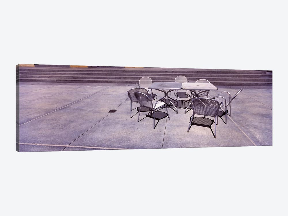Tables with chairs on a streetSan Jose, Santa Clara County, California, USA by Panoramic Images 1-piece Canvas Art