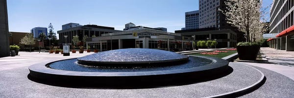 Fountain in a parkPlaza De Cesar Chavez, Downtown San Jose, San Jose, Santa Clara County, California, USA