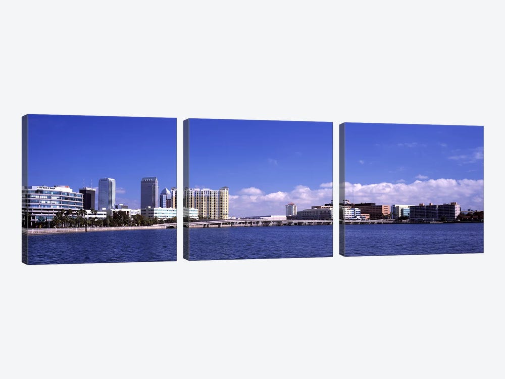 City at the waterfront, Hillsborough Bay, Tampa, Hillsborough County, Florida, USA by Panoramic Images 3-piece Canvas Art Print