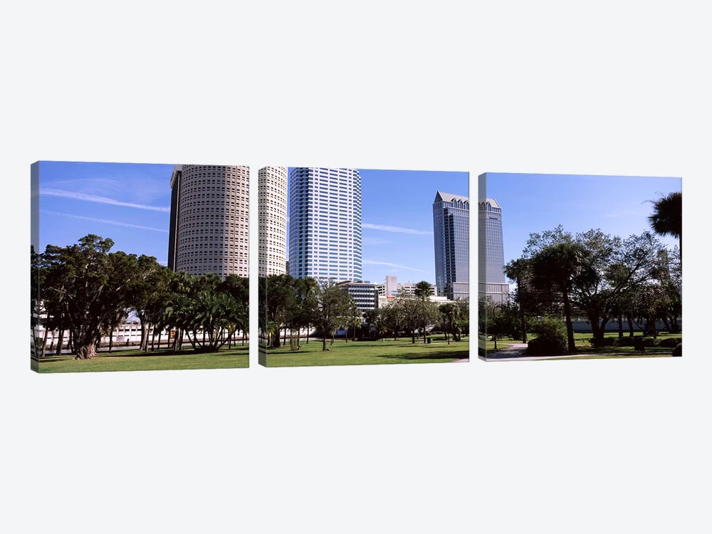 Buildings in a city viewed from a park, Plant Park, University Of Tampa, Tampa, Hillsborough County, Florida, USA by Panoramic Images 3-piece Canvas Artwork