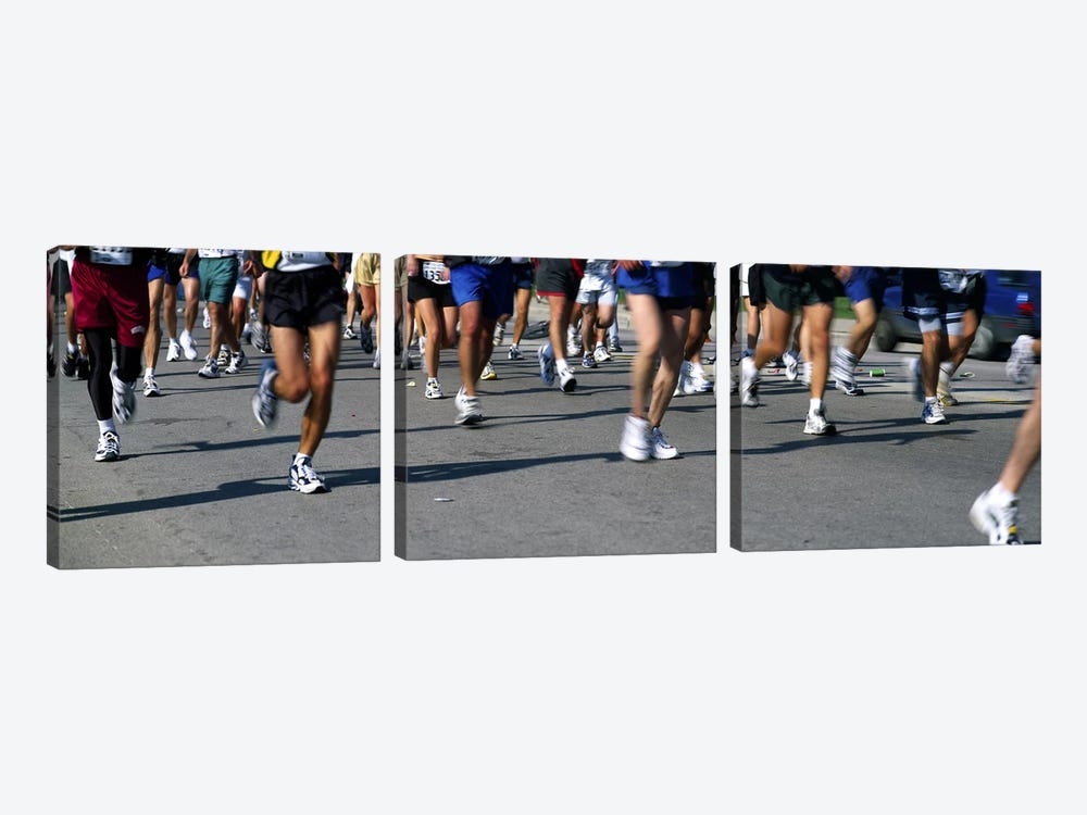 Low section view of people running in a marathonChicago Marathon, Chicago, Illinois, USA by Panoramic Images 3-piece Art Print
