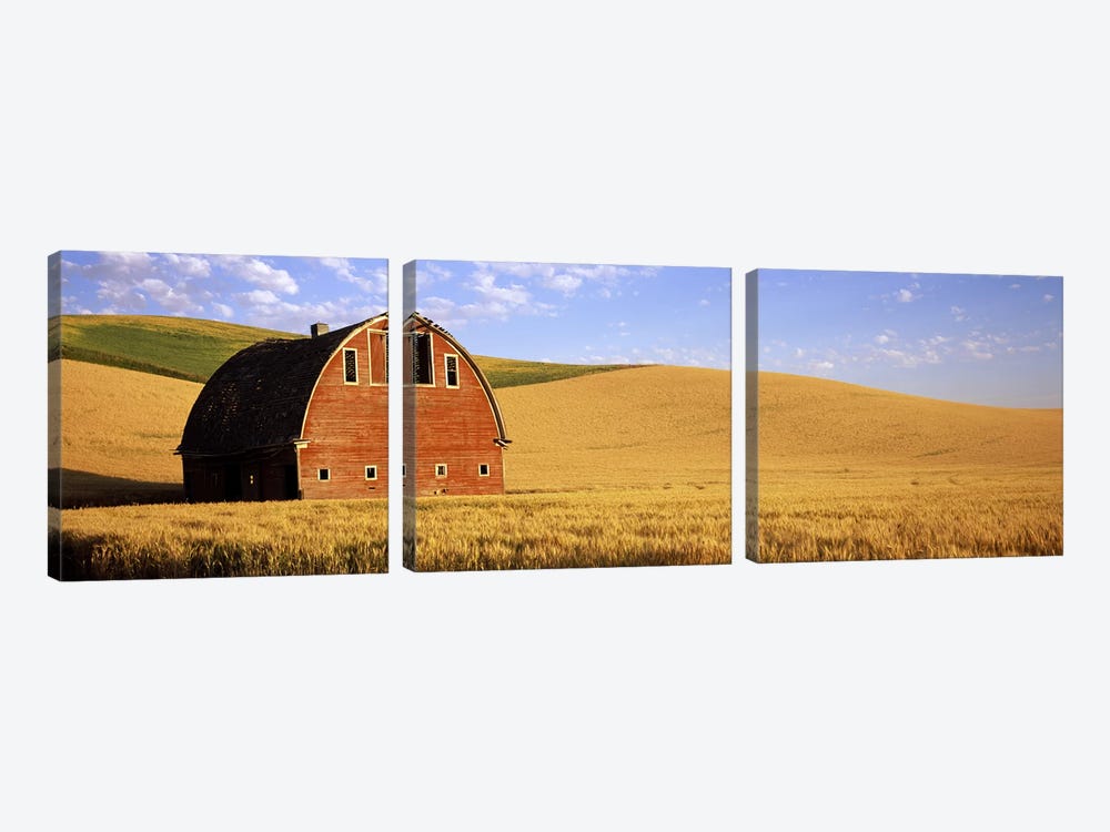 Old barn in a wheat field, Palouse, Whitman County, Washington State, USA #3 by Panoramic Images 3-piece Canvas Print