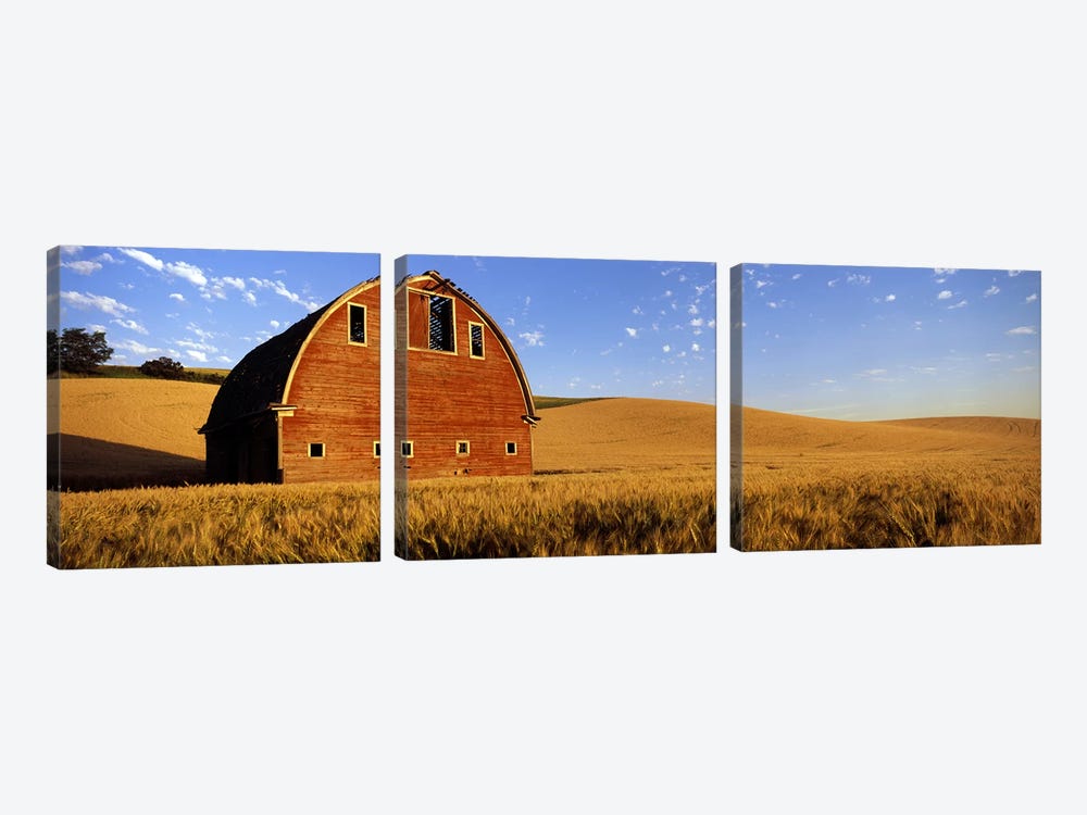 Old barn in a wheat field, Palouse, Whitman County, Washington State, USA #4 by Panoramic Images 3-piece Canvas Art