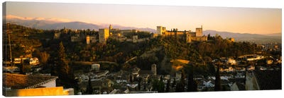 Afternoon View Of Alhambra, Granada, Andalusia, Spain Canvas Art Print - Castle & Palace Art