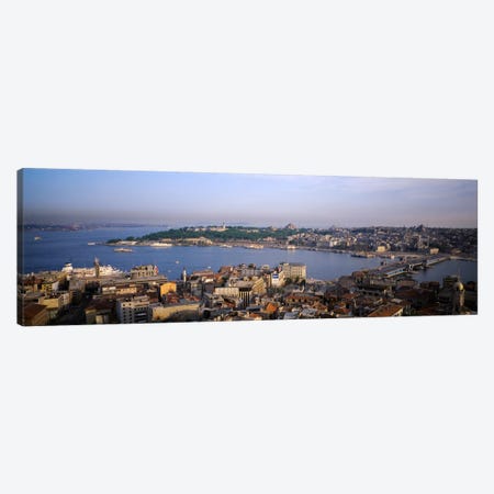 High-Angle View Of The Golden Horn (Halic) And Surrounding Neighborhoods, Istanbul, Turkey Canvas Print #PIM780} by Panoramic Images Canvas Art Print