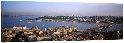 High-Angle View Of The Golden Horn (Halic) And Surrounding Neighborhoods, Istanbul, Turkey Canvas Art Print - Istanbul Art
