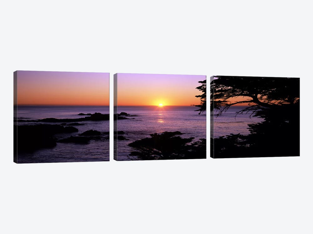 Sunset over the sea, Point Lobos State Reserve, Carmel, Monterey County, California, USA by Panoramic Images 3-piece Canvas Print