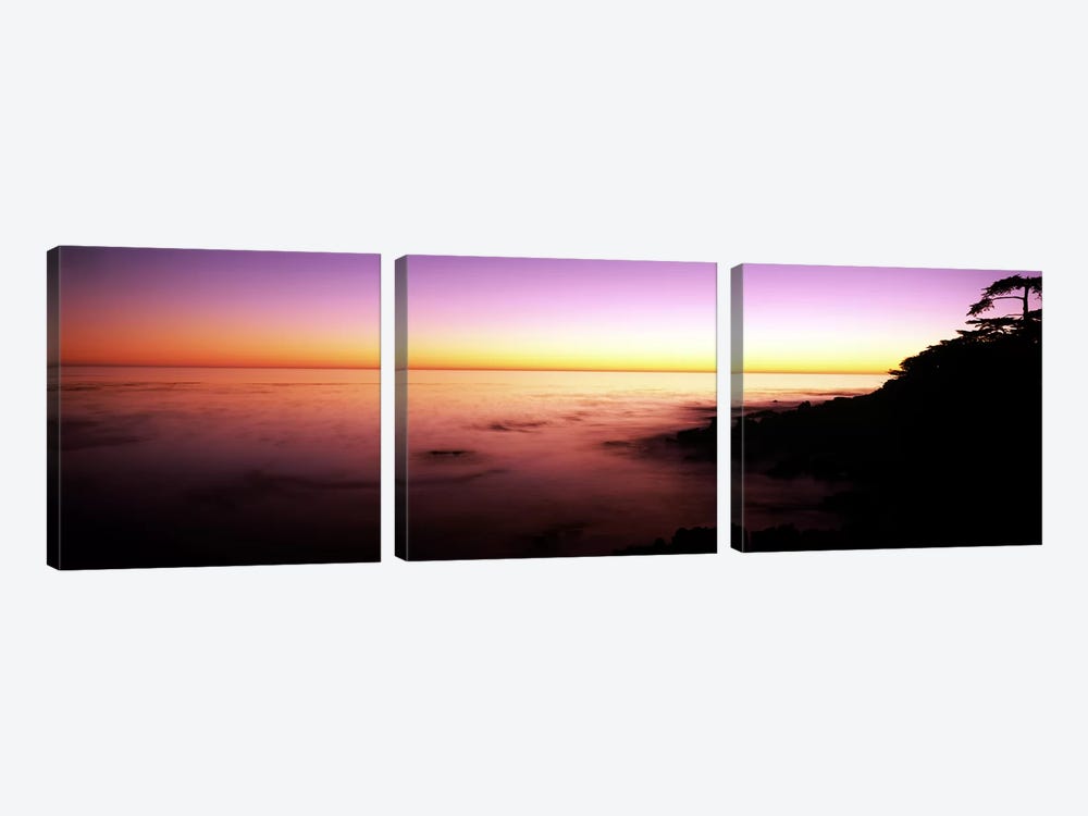 Sea at sunset, Point Lobos State Reserve, Carmel, Monterey County, California, USA by Panoramic Images 3-piece Canvas Art