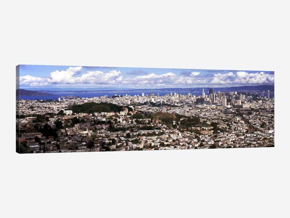 Cityscape viewed from the Twin Peaks, San Francisco, California, USA by Panoramic Images 1-piece Canvas Print