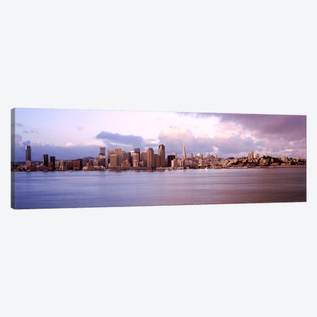 San Francisco city skyline at sunrise viewed from Treasure Island side, San Francisco Bay, California, USA Canvas Print #PIM7821} by Panoramic Images Canvas Print