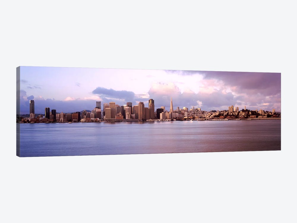 San Francisco city skyline at sunrise viewed from Treasure Island side, San Francisco Bay, California, USA by Panoramic Images 1-piece Canvas Wall Art