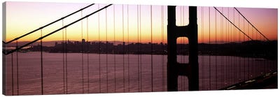Suspension bridge at sunrise, Golden Gate Bridge, San Francisco Bay, San Francisco, California, USA Canvas Art Print - Golden Gate Bridge