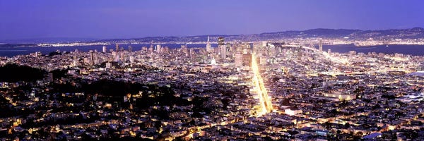 San Francisco Skylines: Aerial view of a city, San Francisco, California, USA by Panoramic Images