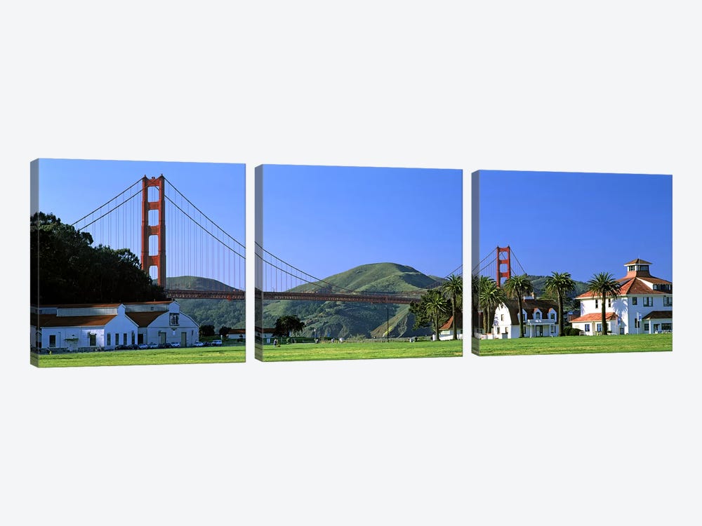 Bridge viewed from a park, Golden Gate Bridge, Crissy Field, San Francisco, California, USA by Panoramic Images 3-piece Canvas Art