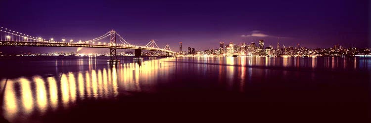 Bridge lit up at nightBay Bridge, San Francisco Bay, San Francisco, California, USA