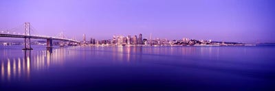 Bridge across a bay with city skyline in the background, Bay Bridge, San Francisco Bay, San Francisco, California, USA by Panoramic Images multi panel art